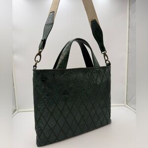 COLOMBO 1937 MILANO • Green Exotic Genuine CROCODILE Tote Bag • Made in ITALY